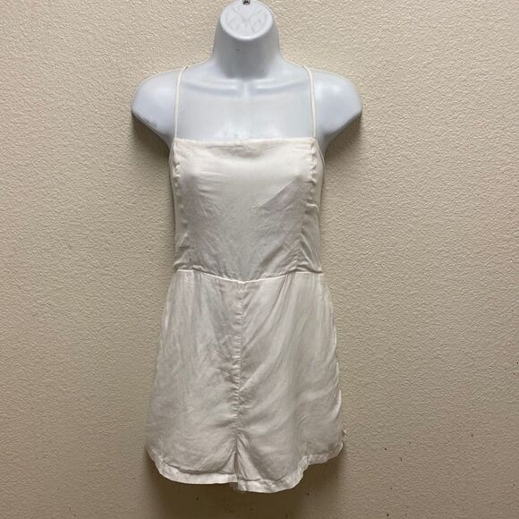 NBD Lace Up Sleeveless Square Neck Romper Large - Picture 1 of 6